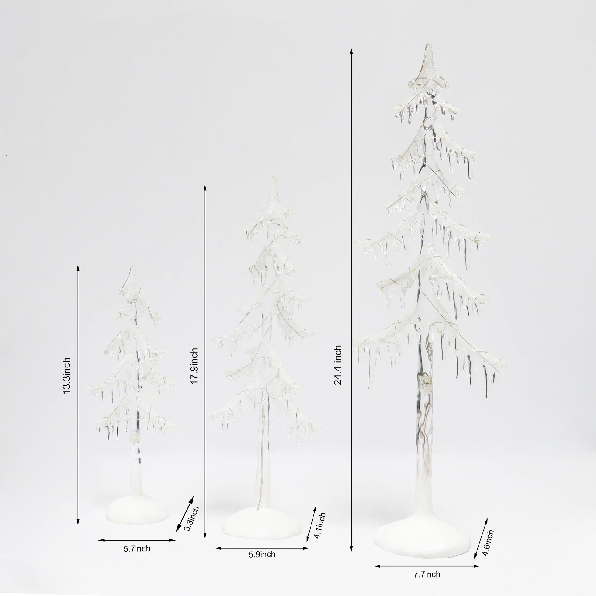 Moments in Time Acrylic Icicle Christmas Trees Set